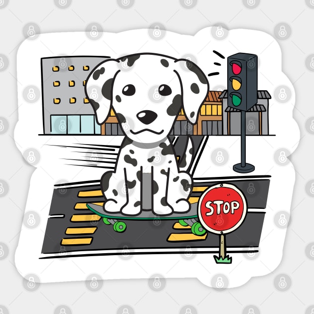 Funny dalmatian is on a skateboard Sticker by Pet Station